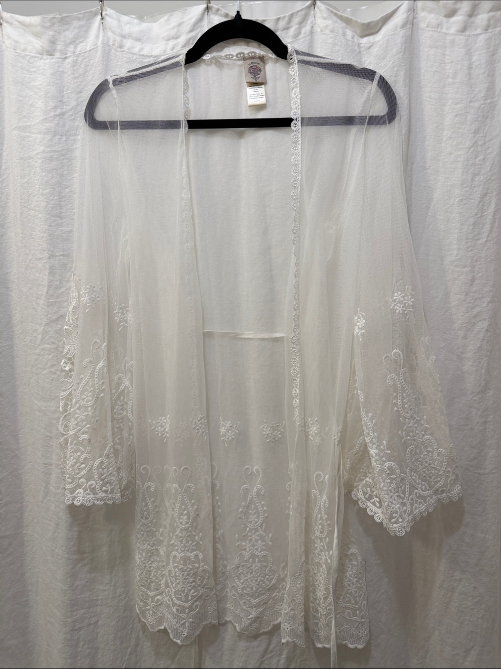 NWOT In Bloom by Jonquil Lace Wrap Robe Ivory Size XS-S